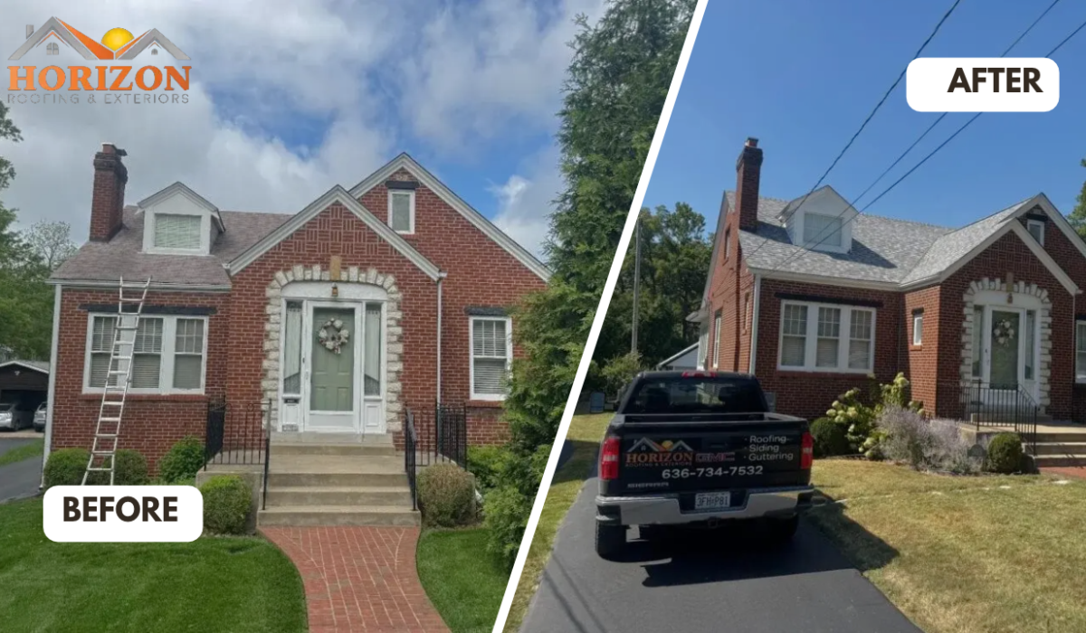 roof replacement before and after